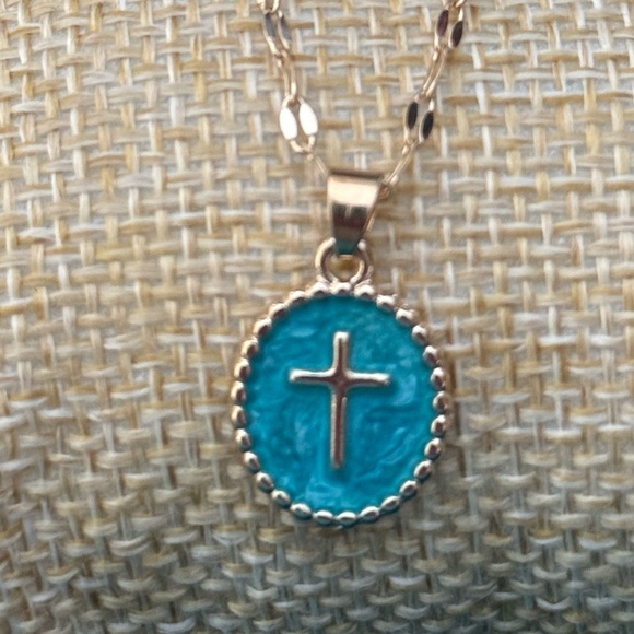 Gold Cross Turquoise Pendant Necklace Easter Gift
NEW - Picture 4 of 4